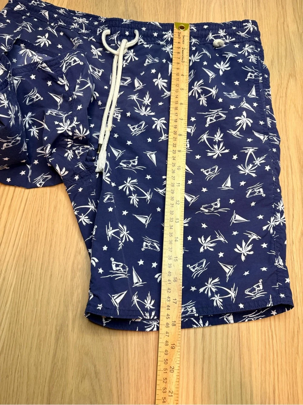 POLO RALPH‎ LAUREN Men’s Blue Palm Trees Swim Vacation Trunks Size Small